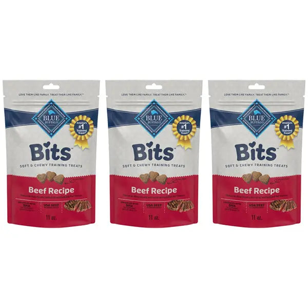 3 Pack - Blue Buffalo Bits Soft Dog Treats for Training Beef Recipe 11oz Blue Buffalo